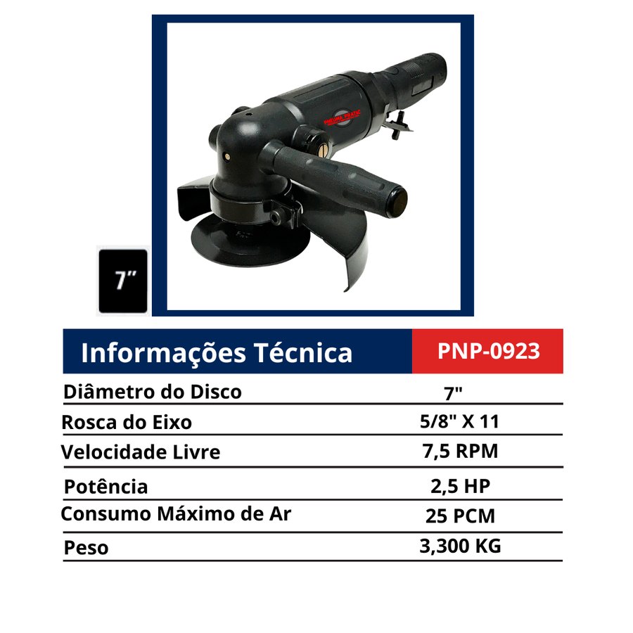 Esmerilhadeira Angular 7" 2,5 HP — Esmerilhadeiras Pneumáticas