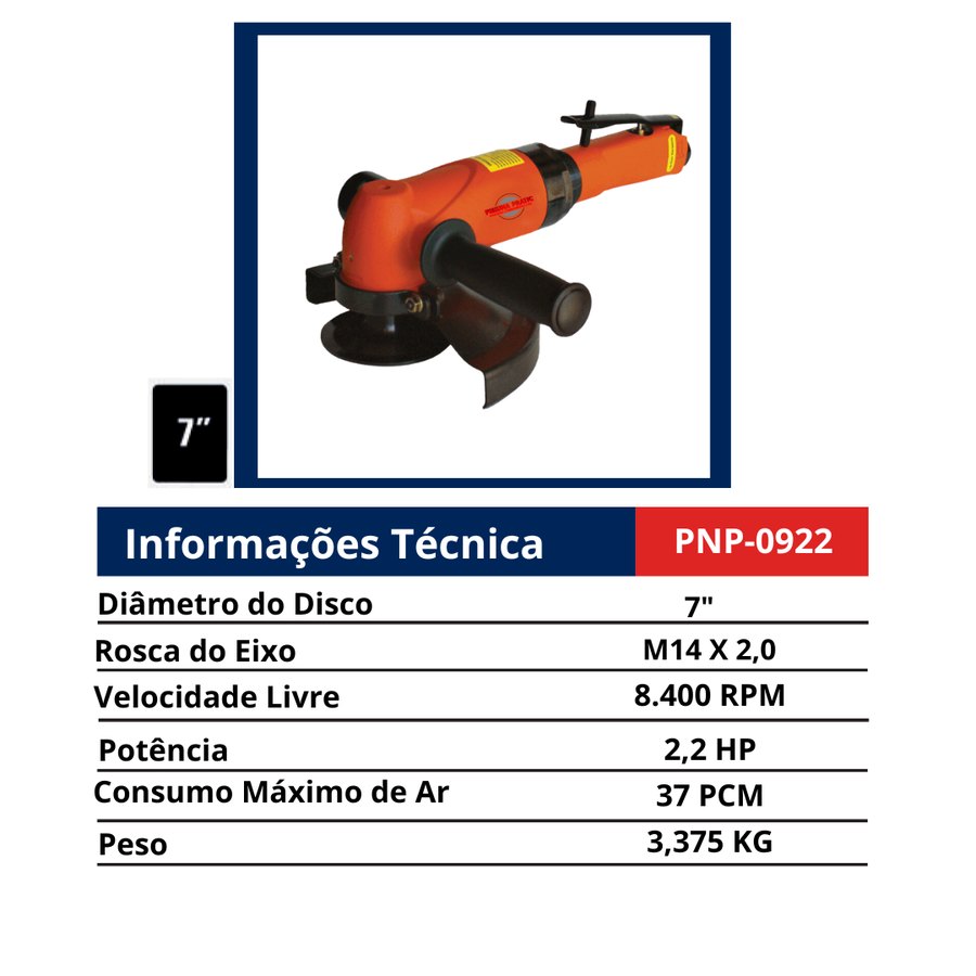 Esmerilhadeira Angular 7" 2,2 HP — Esmerilhadeiras Pneumáticas