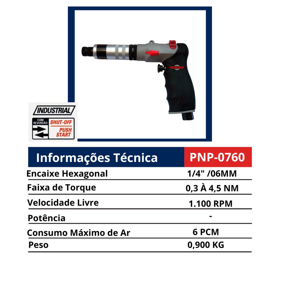 Parafusadeira Shut-Off Push Start Industrial 1.100 RPM — Parafusadeiras Automáticas / Shut-Off