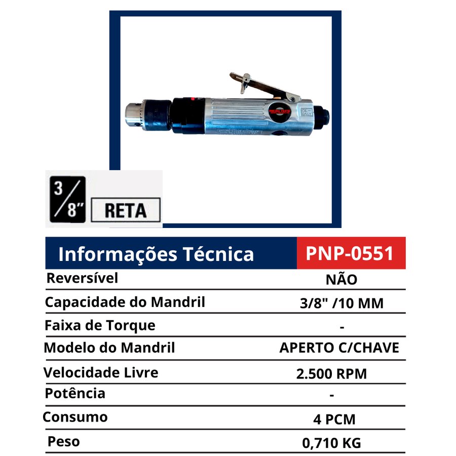 Furadeira Reta 3/8" — Furadeiras Pneumáticas
