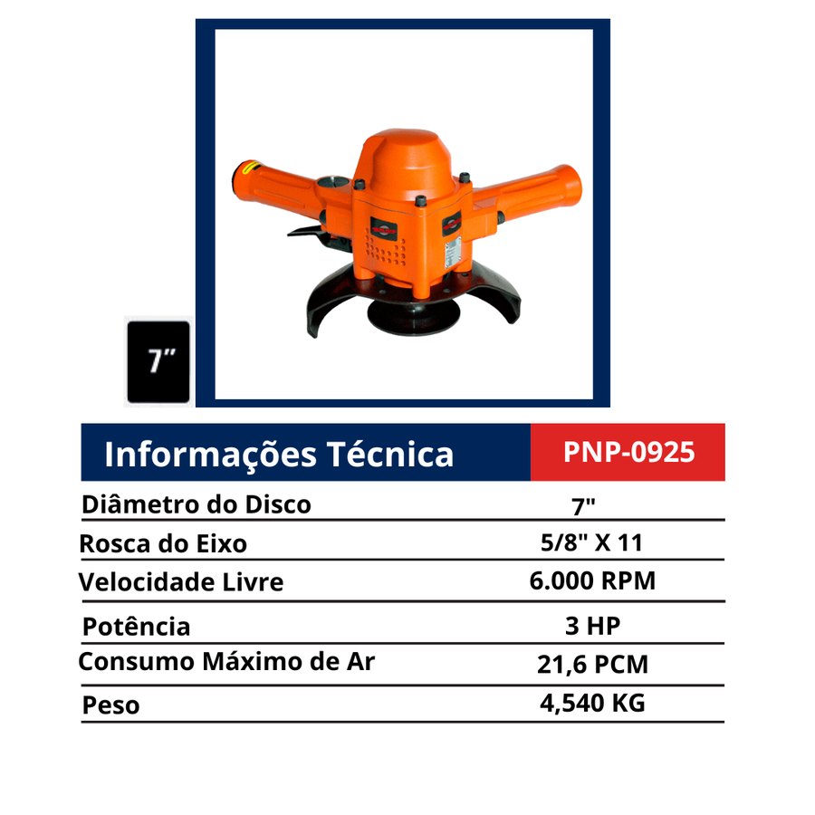 Esmerilhadeira Angular 7" 3 HP — Esmerilhadeiras Pneumáticas