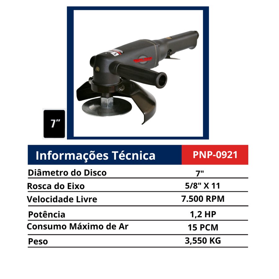 Esmerilhadeira Angular 7" 1,2 HP — Esmerilhadeiras Pneumáticas