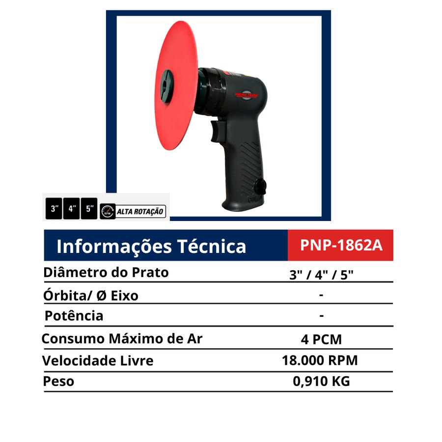 Lixadeira Alta Rotação 18.000 RPM — Lixadeiras de Prato, Cinta e Roloc