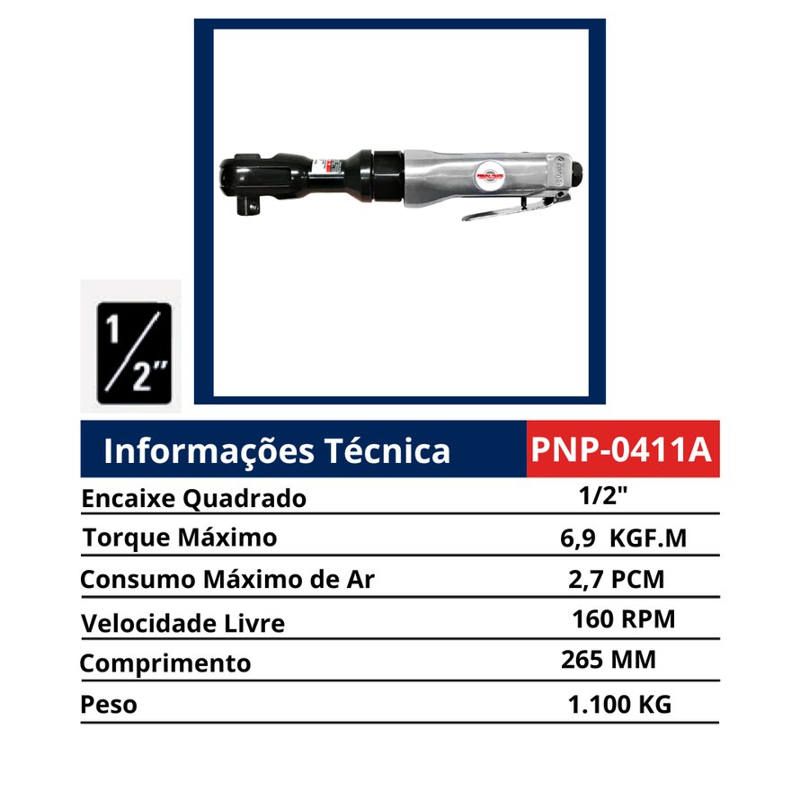 Catraca Pneumática 1/2" Compacta Super Leve — Chaves Catraca Pneumáticas