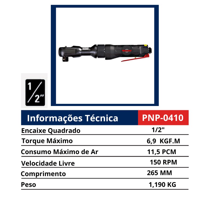 Catraca Pneumática 1/2" — Chaves Catraca Pneumáticas