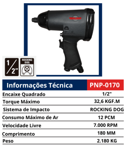 Chave de Impacto 1/2" Rocking Dog — Chaves de Impacto Pneumáticas 1/2"