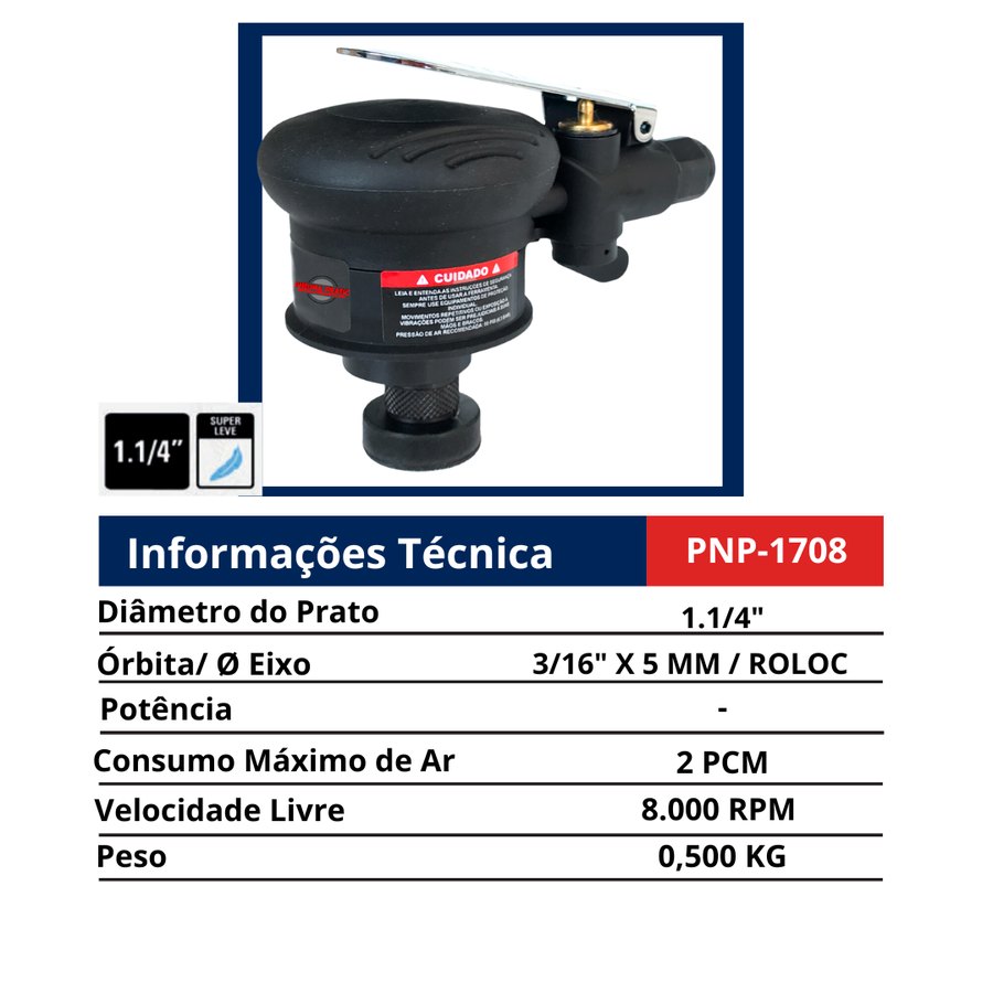 Lixadeira Orbital Super Leve 1.1/4" Roloc — Lixadeiras Orbitais (Hookit)