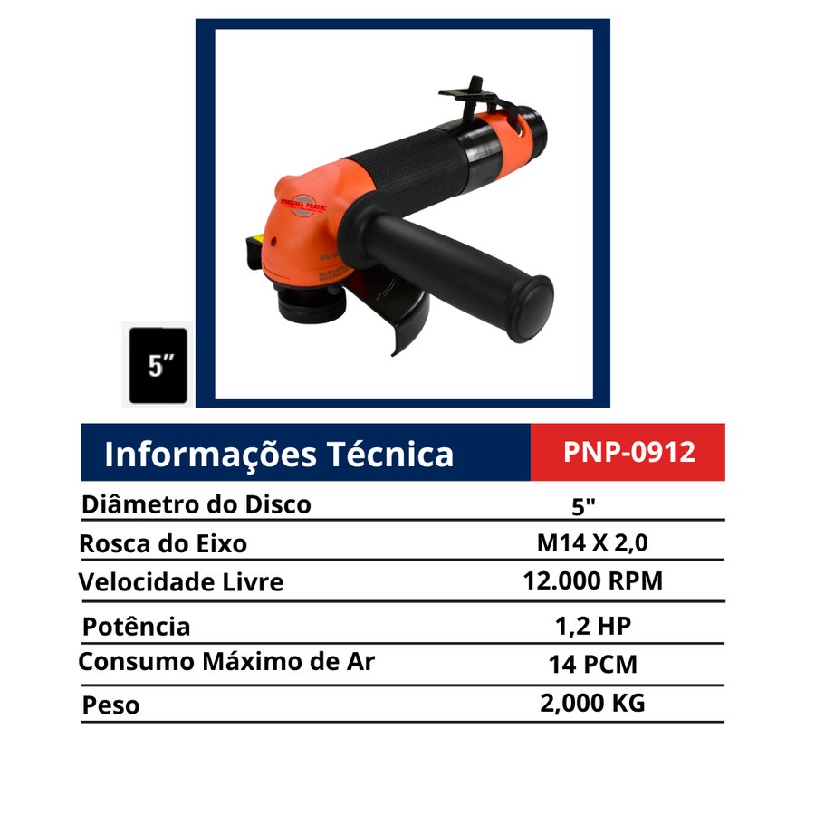 Esmerilhadeira Angular 5" M14 — Esmerilhadeiras Pneumáticas