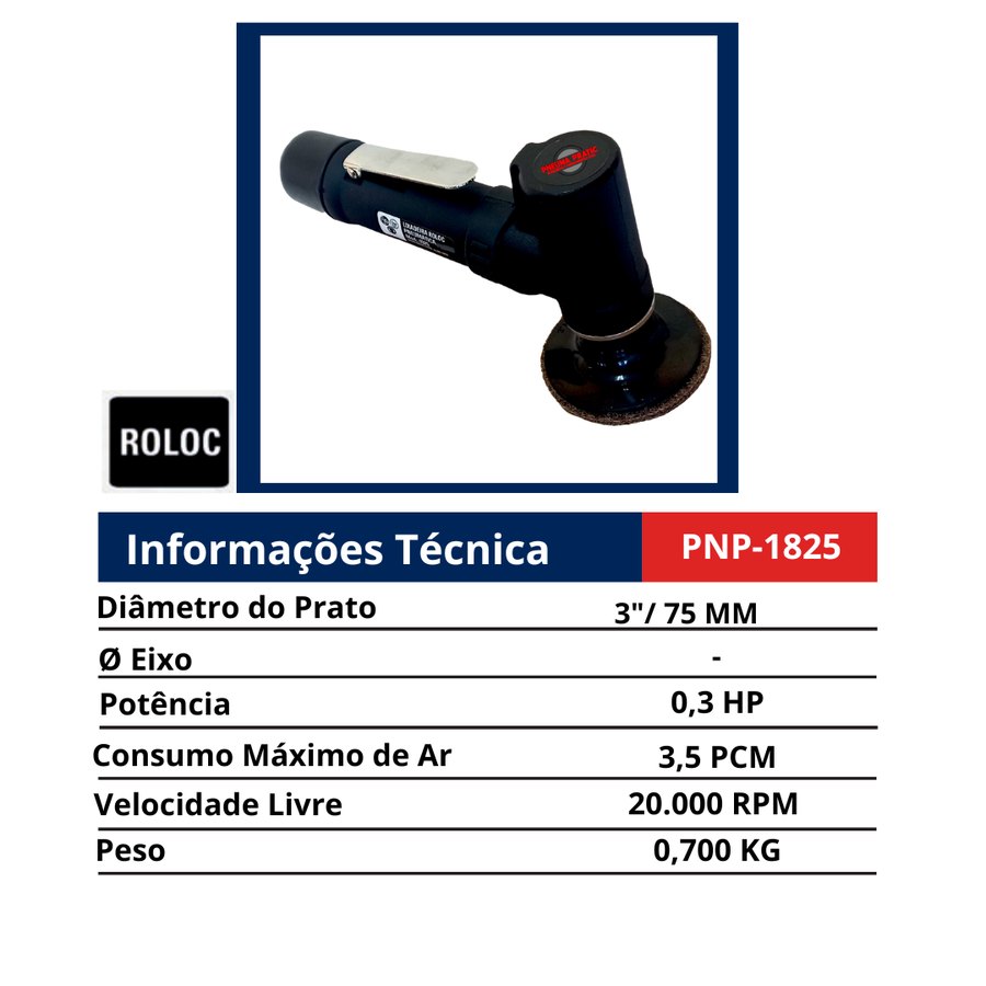 Lixadeira Roloc 3" — Lixadeiras de Prato, Cinta e Roloc