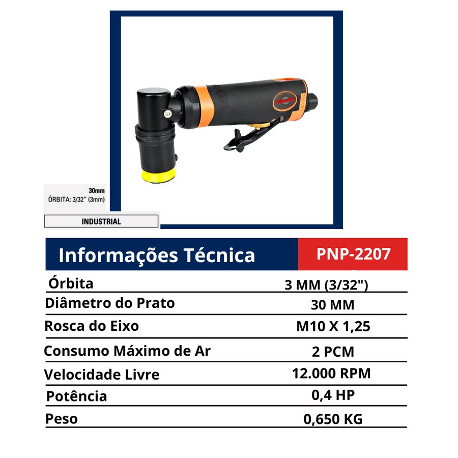 Lixadeira de Detalhamento 30 MM — Linha Industrial — Estética Automotiva — Lixadeiras e Politrizes de Detalhamento