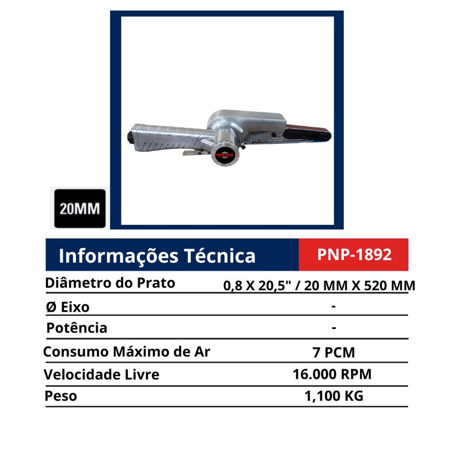 Lixadeira de Cinta 20 x 520 MM — Lixadeiras de Prato, Cinta e Roloc