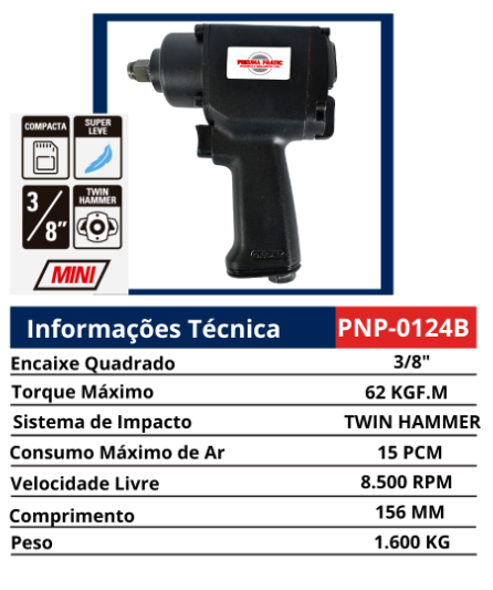 Mini Compacta Super Leve 3/8" Twin Hammer — Mini Chaves de Impacto Pneumáticas 3/8" e 1/2"