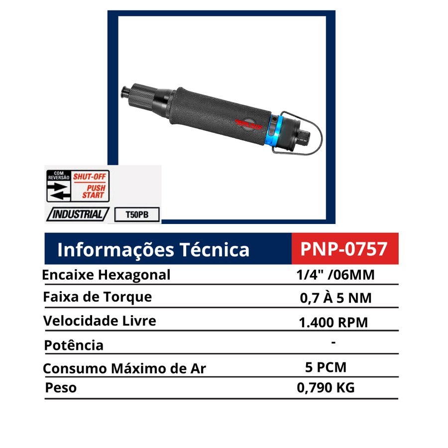 Parafusadeira Shut-Off Push Start Industrial T50PB — Parafusadeiras Automáticas / Shut-Off