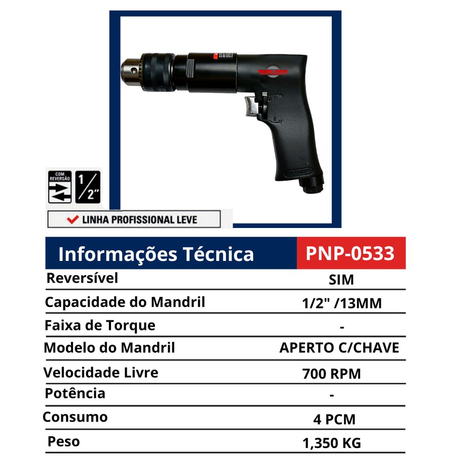 Furadeira Pneumática 1/2"