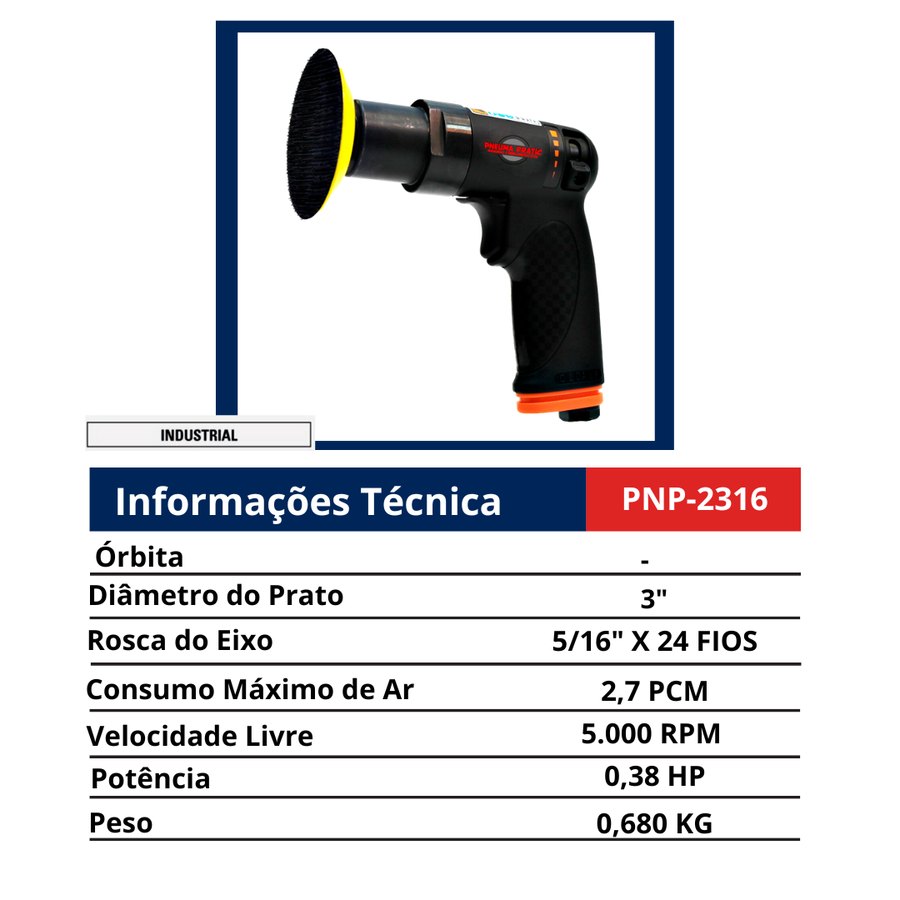 Politriz de Detalhamento 3" — Linha Industrial — Estética Automotiva — Lixadeiras e Politrizes de Detalhamento
