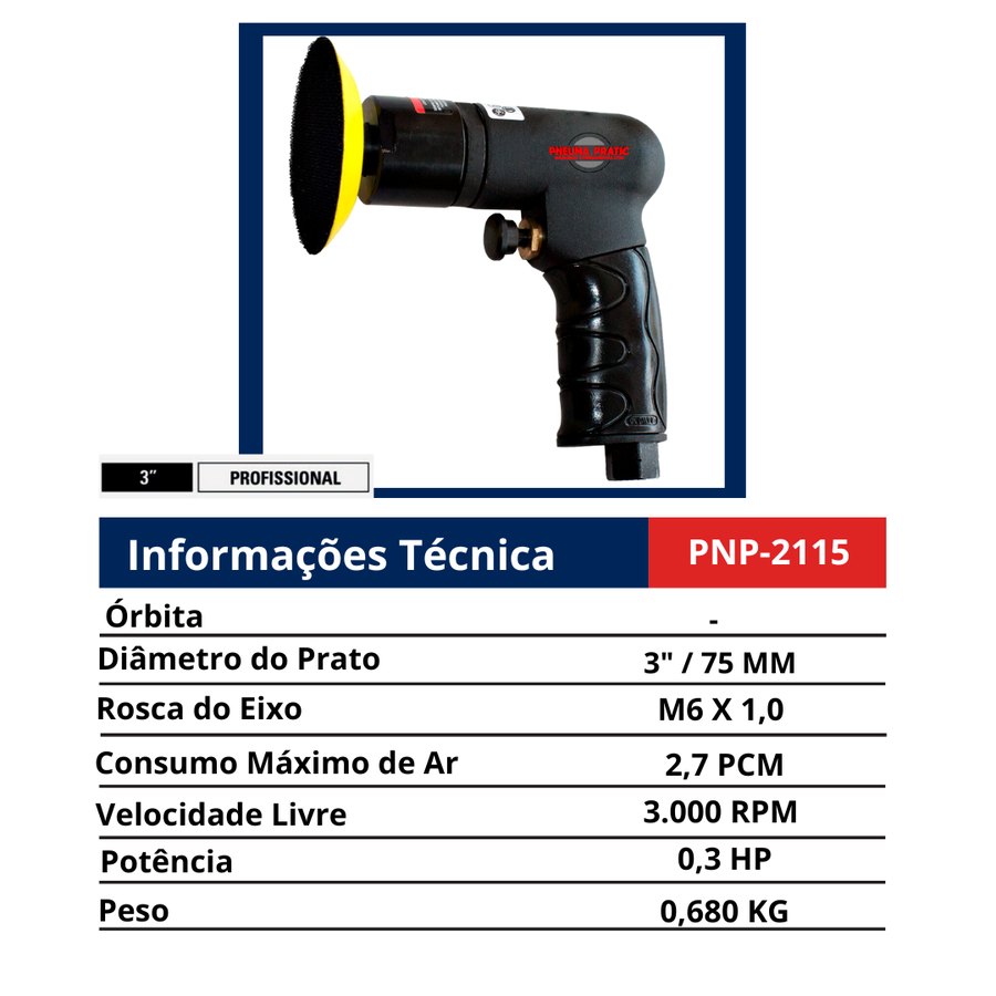 Politriz de Detalhamento 3" — Linha Profissional — Estética Automotiva — Lixadeiras e Politrizes de Detalhamento