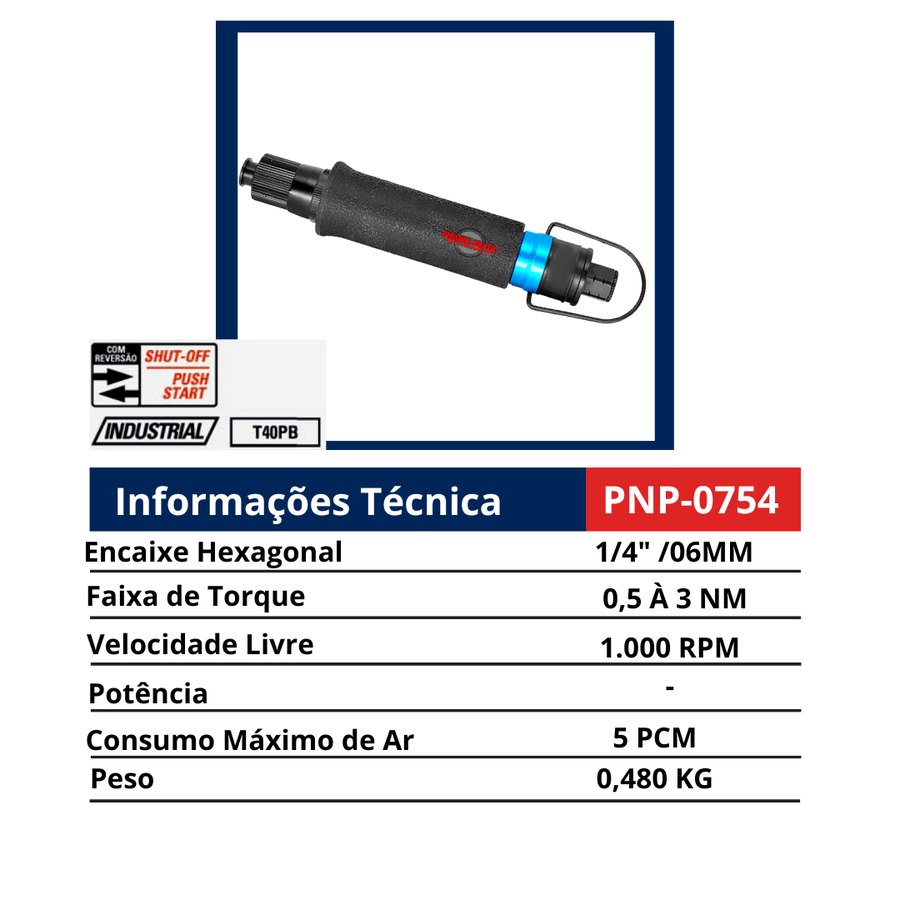 Parafusadeira Shut-Off Push Start Industrial T40PB — Parafusadeiras Automáticas / Shut-Off