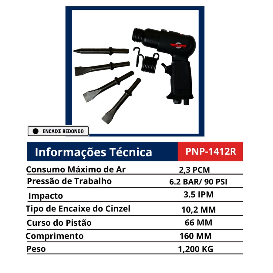 Martelete Encaixe Redondo 160 MM — Marteletes Pneumáticos