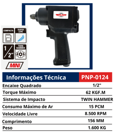 Mini Compacta Super Leve 1/2" Twin Hammer — Mini Chaves de Impacto Pneumáticas 3/8" e 1/2"