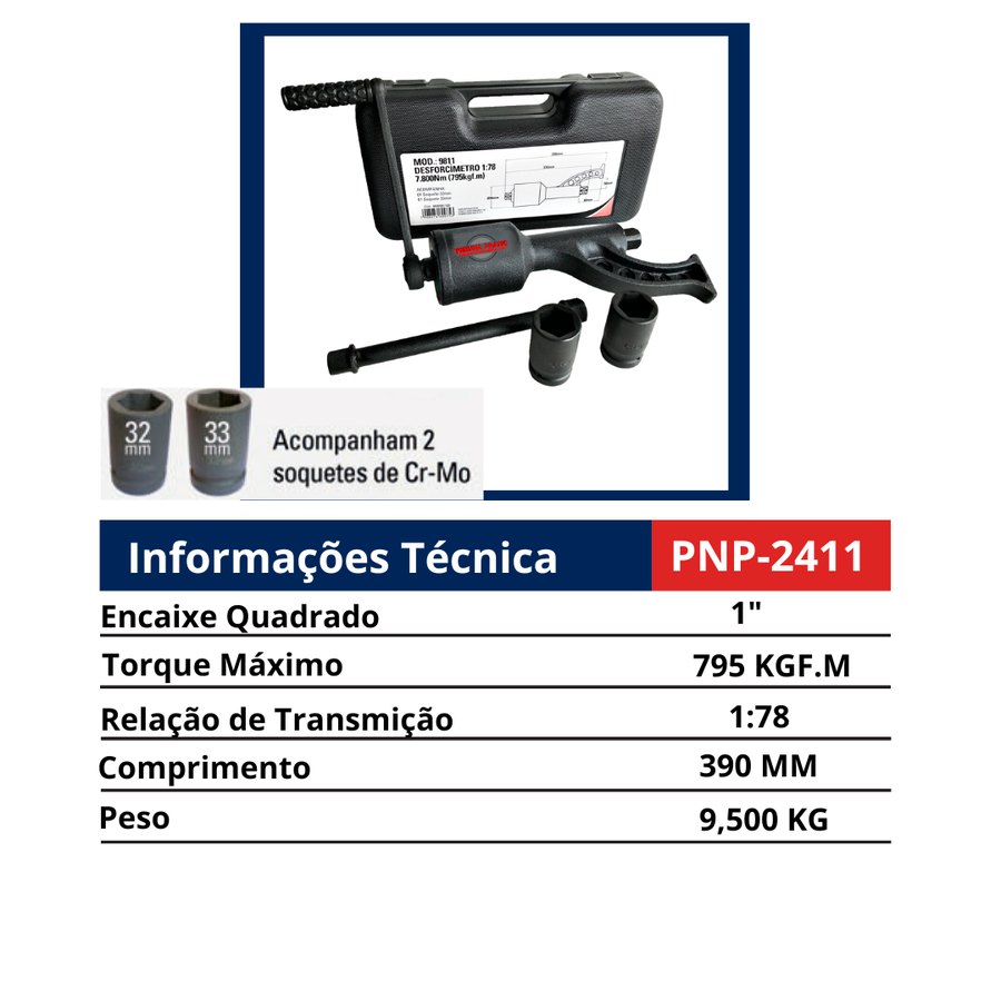 Desforcímetro MOD. 9811 — 7.800 Nm com soquetes — Desforcímetros, Torquímetros e Acessórios